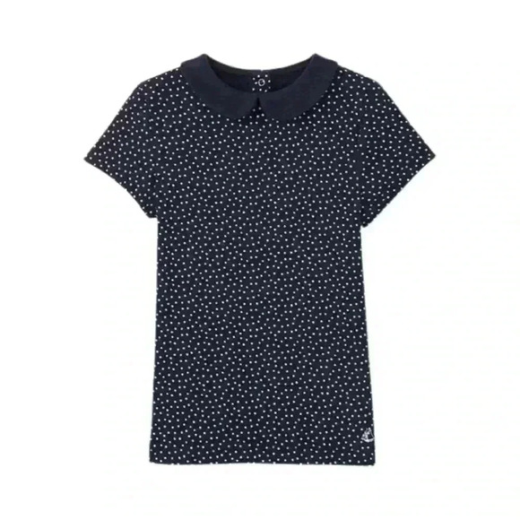Petit Bateau Polka Dot Shirt with Peter Pan Collar Size 5 - Picture 1 of 5
